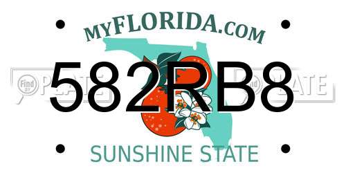 582RB8 Florida License Plate