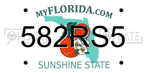 582RS5 Florida License Plate
