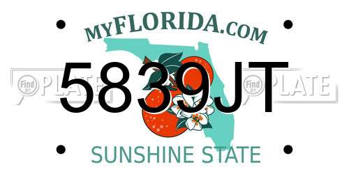 5839JT Florida License Plate