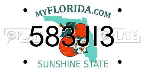 583JI3 Florida License Plate