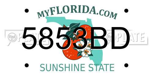 5853BD Florida License Plate