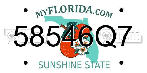58546Q7 Florida License Plate
