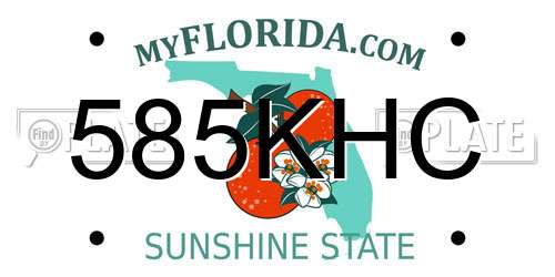 585KHC Florida License Plate