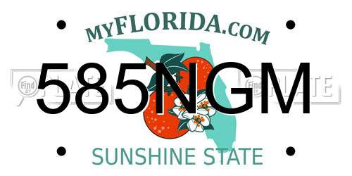 585NGM Florida License Plate