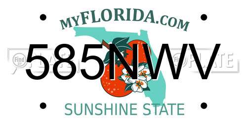 585NWV Florida License Plate