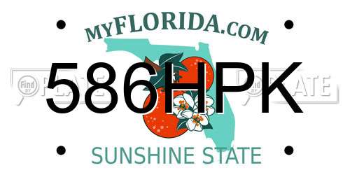 586HPK Florida License Plate