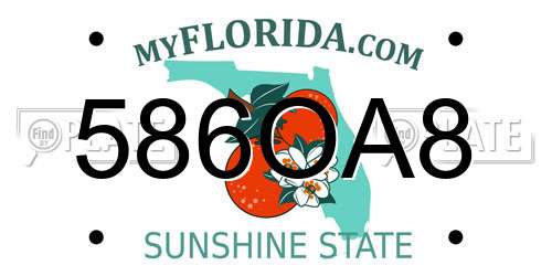 586OA8 Florida License Plate