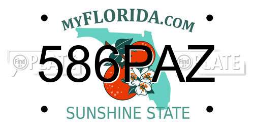 586PAZ Florida License Plate