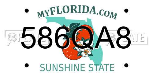 586QA8 Florida License Plate