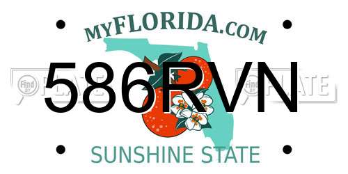586RVN Florida License Plate