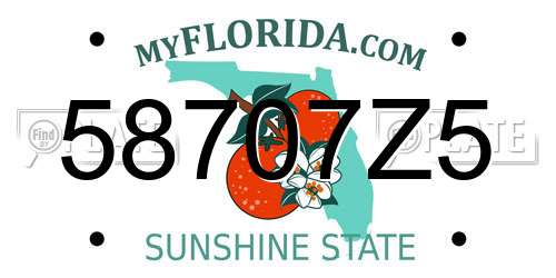 58707Z5 Florida License Plate