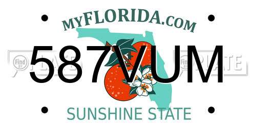 587VUM Florida License Plate