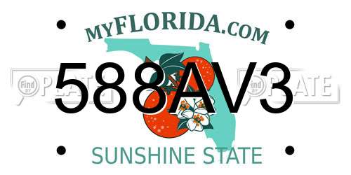 588AV3 Florida License Plate