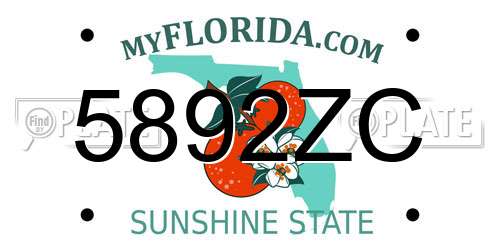 5892ZC Florida License Plate