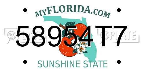 58954T7 Florida License Plate