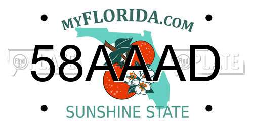 58AAAD Florida License Plate