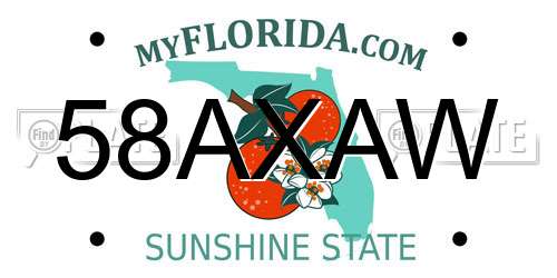 58AXAW Florida License Plate