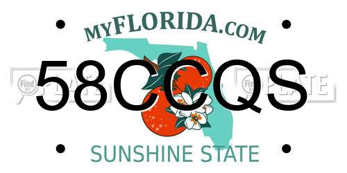 58CCQS Florida License Plate