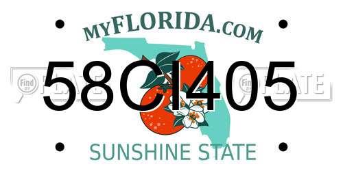 58CI405 Florida License Plate