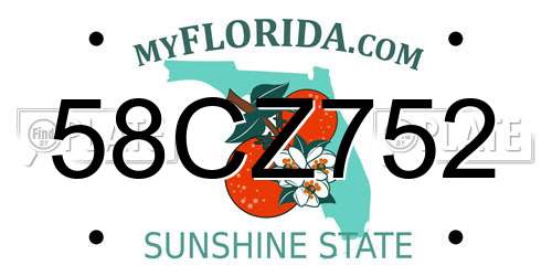 58CZ752 Florida License Plate