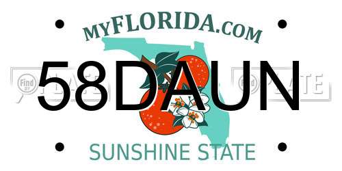 58DAUN Florida License Plate