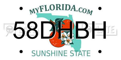 58DHBH Florida License Plate
