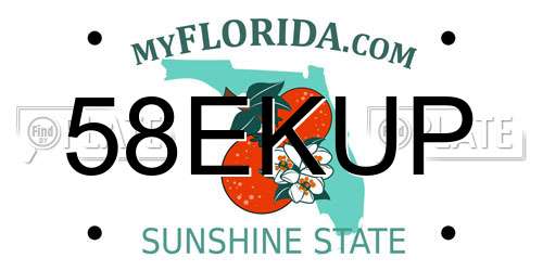 58EKUP Florida License Plate