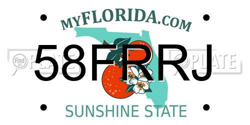 58FRRJ Florida License Plate