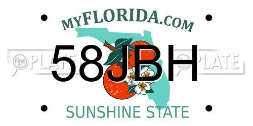 58JBH Florida License Plate
