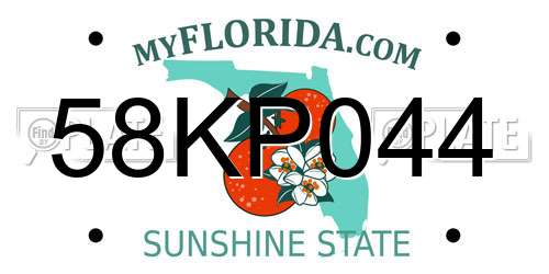 58KP044 Florida License Plate