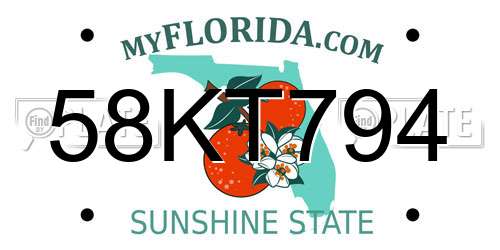 58KT794 Florida License Plate