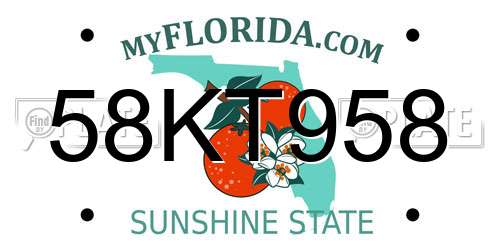 58KT958 Florida License Plate