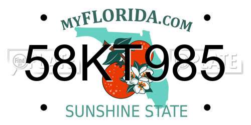 58KT985 Florida License Plate