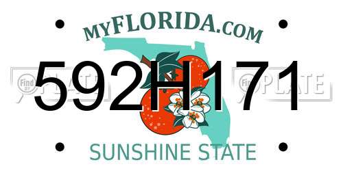 592H171 Florida License Plate