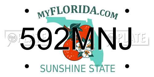 592MNJ Florida License Plate