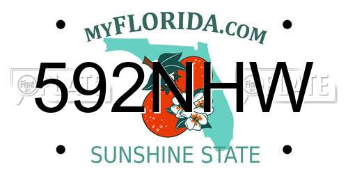 592NHW Florida License Plate