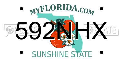 592NHX Florida License Plate