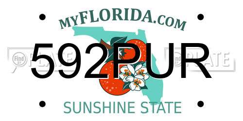 592PUR Florida License Plate