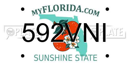 592VNI Florida License Plate