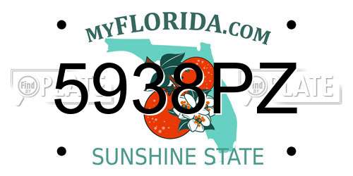5938PZ Florida License Plate