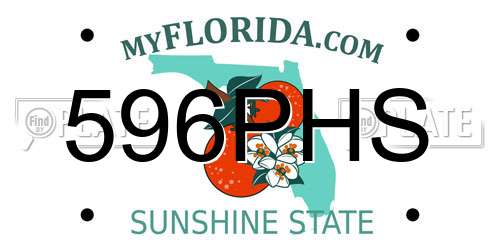 596PHS Florida License Plate