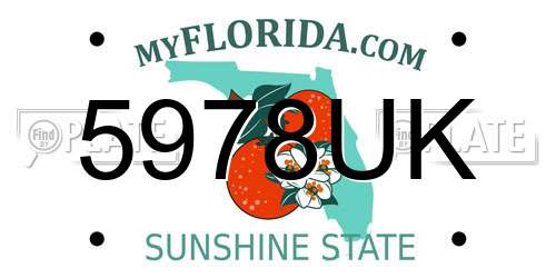 5978UK Florida License Plate