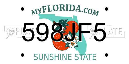 598JF5 Florida License Plate