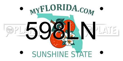 598LN Florida License Plate