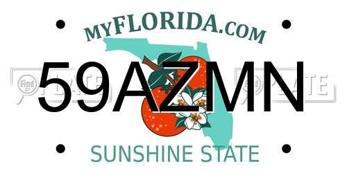 59AZMN Florida License Plate