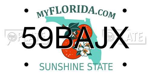 59BAJX Florida License Plate