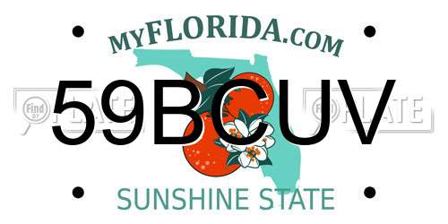 59BCUV Florida License Plate