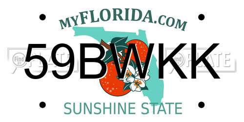 59BWKK Florida License Plate