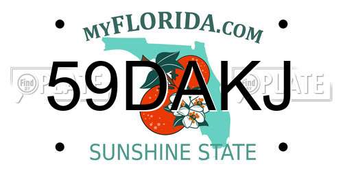 59DAKJ Florida License Plate