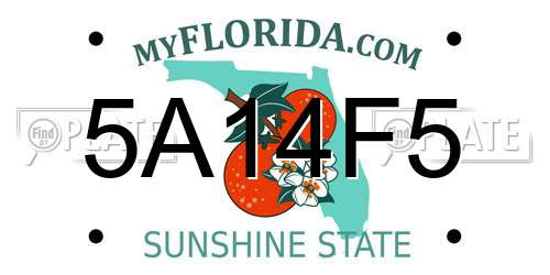 5A14F5 Florida License Plate